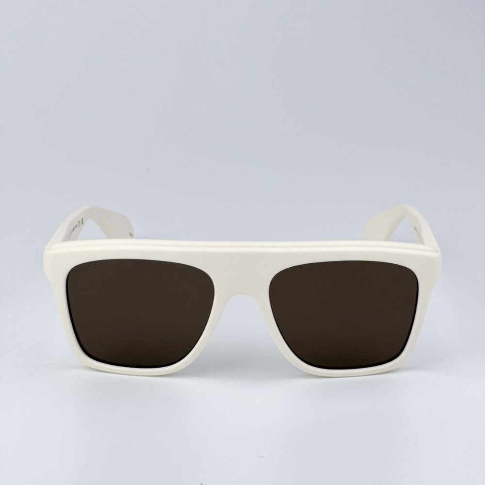 Gucci GG1570S 003 BRAND NEW Sunglasses Matte White Brown Unisex Pilot - Picture 4 of 10